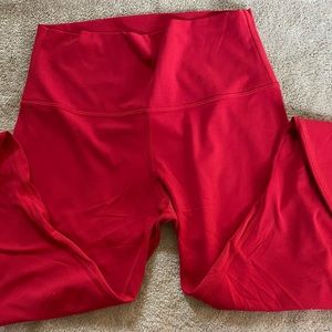 Red Lululemon high waste athletic leggings size 8